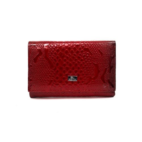 Дамско портмоне ENZO NORI модел CANDY естествена кожа червен змийски принт